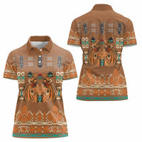 Terracotta Batik Papua-inspired Pattern Women Polo Shirt - Polynesian Pride