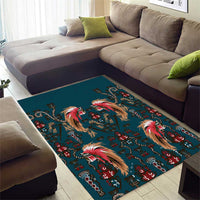 Dark Cyan Blue Bird of Batik Papua Area Rug Exotic Natural Wealth of Papua - Polynesian Pride