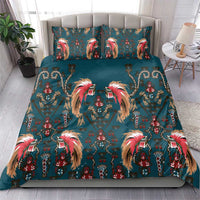 Dark Cyan Blue Bird of Batik Papua Bedding Set Exotic Natural Wealth of Papua - Polynesian Pride