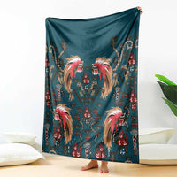 Dark Cyan Blue Bird of Batik Papua Blanket Exotic Natural Wealth of Papua - Polynesian Pride