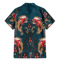 Dark Cyan Blue Bird of Batik Papua Family Matching Mermaid Dress and Hawaiian Shirt Exotic Natural Wealth of Papua - Polynesian Pride