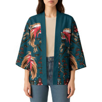 Dark Cyan Blue Bird of Batik Papua Kimono Exotic Natural Wealth of Papua - Polynesian Pride