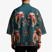 Dark Cyan Blue Bird of Batik Papua Kimono Exotic Natural Wealth of Papua - Polynesian Pride