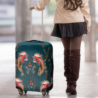 Dark Cyan Blue Bird of Batik Papua Luggage Cover Exotic Natural Wealth of Papua - Polynesian Pride