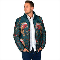 Dark Cyan Blue Bird of Batik Papua Padded Jacket Exotic Natural Wealth of Papua - Polynesian Pride
