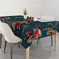 Dark Cyan Blue Bird of Batik Papua Tablecloth Exotic Natural Wealth of Papua - Polynesian Pride