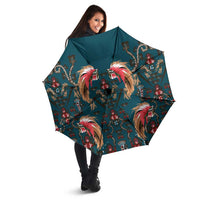 Dark Cyan Blue Bird of Batik Papua Umbrella Exotic Natural Wealth of Papua - Polynesian Pride