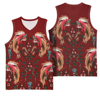 Oxblood Bird of Batik Papua Basketball Jersey Exotic Natural Wealth of Papua - Polynesian Pride