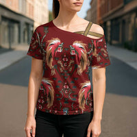 Oxblood Bird of Batik Papua Cross Shoulder Shirt Exotic Natural Wealth of Papua - Polynesian Pride
