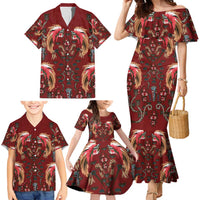 Oxblood Bird of Batik Papua Family Matching Mermaid Dress and Hawaiian Shirt Exotic Natural Wealth of Papua - Polynesian Pride