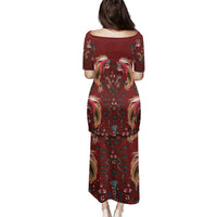 Oxblood Bird of Batik Papua Family Matching Puletasi and Hawaiian Shirt Exotic Natural Wealth of Papua - Polynesian Pride