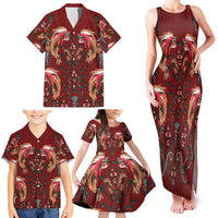 Oxblood Bird of Batik Papua Family Matching Tank Maxi Dress and Hawaiian Shirt Exotic Natural Wealth of Papua - Polynesian Pride