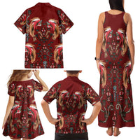 Oxblood Bird of Batik Papua Family Matching Tank Maxi Dress and Hawaiian Shirt Exotic Natural Wealth of Papua - Polynesian Pride