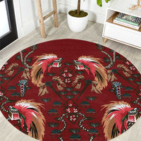Oxblood Bird of Batik Papua Round Carpet Exotic Natural Wealth of Papua - Polynesian Pride