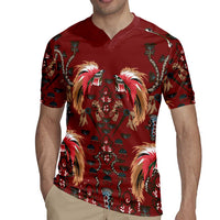 Oxblood Bird of Batik Papua Rugby Jersey Exotic Natural Wealth of Papua - Polynesian Pride