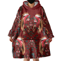 Oxblood Bird of Batik Papua Wearable Blanket Hoodie Exotic Natural Wealth of Papua - Polynesian Pride