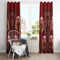 Oxblood Bird of Batik Papua Window Curtain Exotic Natural Wealth of Papua - Polynesian Pride