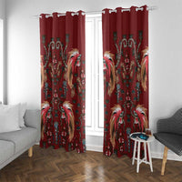 Oxblood Bird of Batik Papua Window Curtain Exotic Natural Wealth of Papua - Polynesian Pride