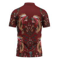 Oxblood Bird of Batik Papua Zipper Polo Shirt Exotic Natural Wealth of Papua - Polynesian Pride