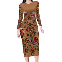 Terracotta Bird of Batik Papua Family Matching Long Sleeve Bodycon Dress and Hawaiian Shirt Exotic Natural Wealth of Papua - Polynesian Pride