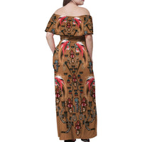 Terracotta Bird of Batik Papua Family Matching Off Shoulder Maxi Dress and Hawaiian Shirt Exotic Natural Wealth of Papua - Polynesian Pride