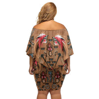Terracotta Bird of Batik Papua Off Shoulder Short Dress Exotic Natural Wealth of Papua - Polynesian Pride