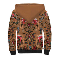 Terracotta Bird of Batik Papua Sherpa Hoodie Exotic Natural Wealth of Papua - Polynesian Pride