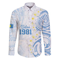 Palau 1981 Tribal Tattoo Family Matching Short Sleeve Bodycon Dress and Hawaiian Shirt with Belau Plumeria Flowers