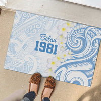 Palau 1981 Tribal Tattoo Rubber Doormat with Belau Plumeria Flowers
