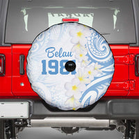 Palau 1981 Tribal Tattoo Spare Tire Cover with Belau Plumeria Flowers