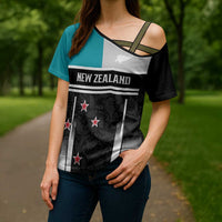 Custom NZ Cricket Pride Cross Shoulder Shirt Silver Fern Fan Supporter Apparel - Polynesian Pride