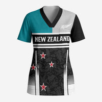 Custom NZ Cricket Pride Scrub Top Silver Fern Fan Supporter Apparel - Polynesian Pride