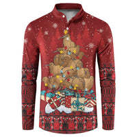 Funny Kiwi Bird Xmas Tree Button Sweatshirt New Zealand Tribal Christmas Spirit LT9 Red - Polynesian Pride