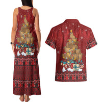 Funny Kiwi Bird Xmas Tree Couples Matching Tank Maxi Dress and Hawaiian Shirt New Zealand Tribal Christmas Spirit - Polynesian Pride
