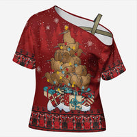 Funny Kiwi Bird Xmas Tree Cross Shoulder Shirt New Zealand Tribal Christmas Spirit - Polynesian Pride
