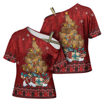 Funny Kiwi Bird Xmas Tree Cross Shoulder Shirt New Zealand Tribal Christmas Spirit - Polynesian Pride
