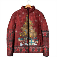 Funny Kiwi Bird Xmas Tree Padded Jacket New Zealand Tribal Christmas Spirit - Polynesian Pride
