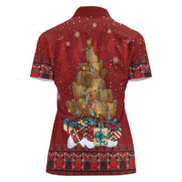 Funny Kiwi Bird Xmas Tree Women Polo Shirt New Zealand Tribal Christmas Spirit - Polynesian Pride