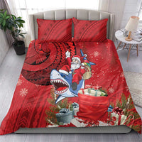 Funny Santa Riding Shark Bedding Set Polynesian Tribal Christmas Spirit LT9 - Polynesian Pride
