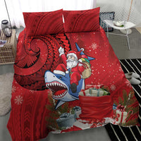 Funny Santa Riding Shark Bedding Set Polynesian Tribal Christmas Spirit LT9 - Polynesian Pride