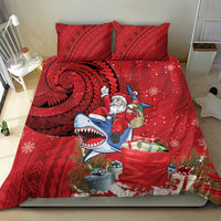 Funny Santa Riding Shark Bedding Set Polynesian Tribal Christmas Spirit LT9 - Polynesian Pride