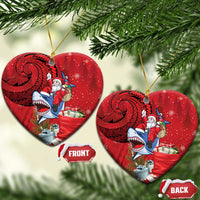 Funny Santa Riding Shark Ceramic Ornament Polynesian Tribal Christmas Spirit - Polynesian Pride