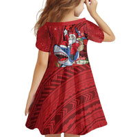 Funny Santa Riding Shark Family Matching Off The Shoulder Long Sleeve Dress and Hawaiian Shirt Polynesian Tribal Christmas Spirit LT9 - Polynesian Pride