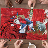 Funny Santa Riding Shark Puzzle Polynesian Tribal Christmas Spirit LT9 - Polynesian Pride