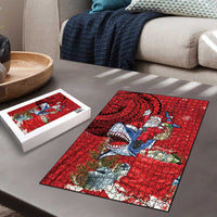 Funny Santa Riding Shark Puzzle Polynesian Tribal Christmas Spirit LT9 - Polynesian Pride