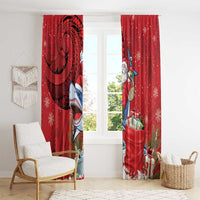 Funny Santa Riding Shark Window Curtain Polynesian Tribal Christmas Spirit - Polynesian Pride