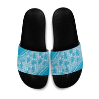 Hawaii Breadfruit Palaka Slide Sandals Polu Maile Lei - Polynesian Pride