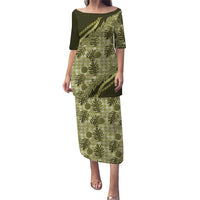 Hawaii Breadfruit Palaka Family Matching Puletasi and Hawaiian Shirt Omaomao Maile Lei - Polynesian Pride