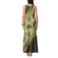 Hawaii Breadfruit Palaka Tank Maxi Dress Omaomao Maile Lei - Polynesian Pride