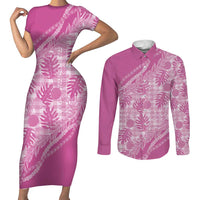 Hawaii Breadfruit Palaka Couples Matching Short Sleeve Bodycon Dress and Long Sleeve Button Shirt Omaomao Ulaula Maile Lei - Polynesian Pride